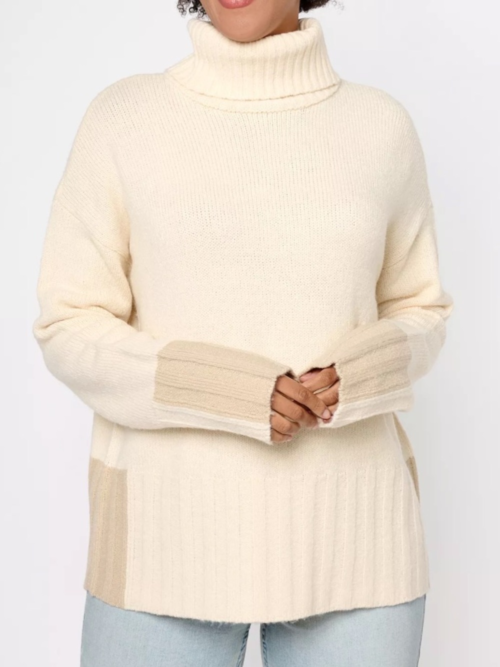 Peace Love World Sweater Color Blocked White medium A619729